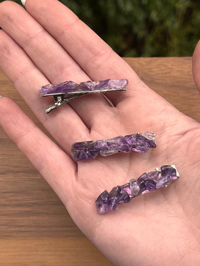 Divine Tranquility: Amethyst Crystal Hair Piece (Set of 2/3/5 Clips) | Spring Fashion | Boho Style | Bridesmaid Gifts | Gift For Mom