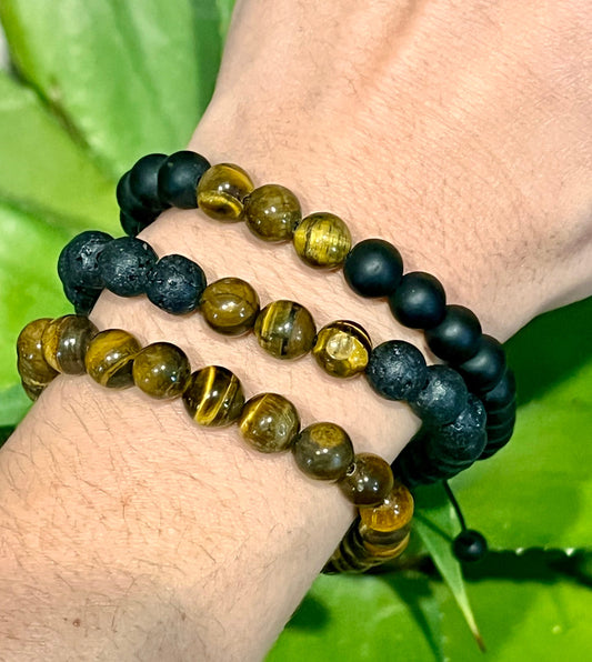 Tiger's Eye Beaded Bracelets - Adjustable Bracelet- Gift For Mom