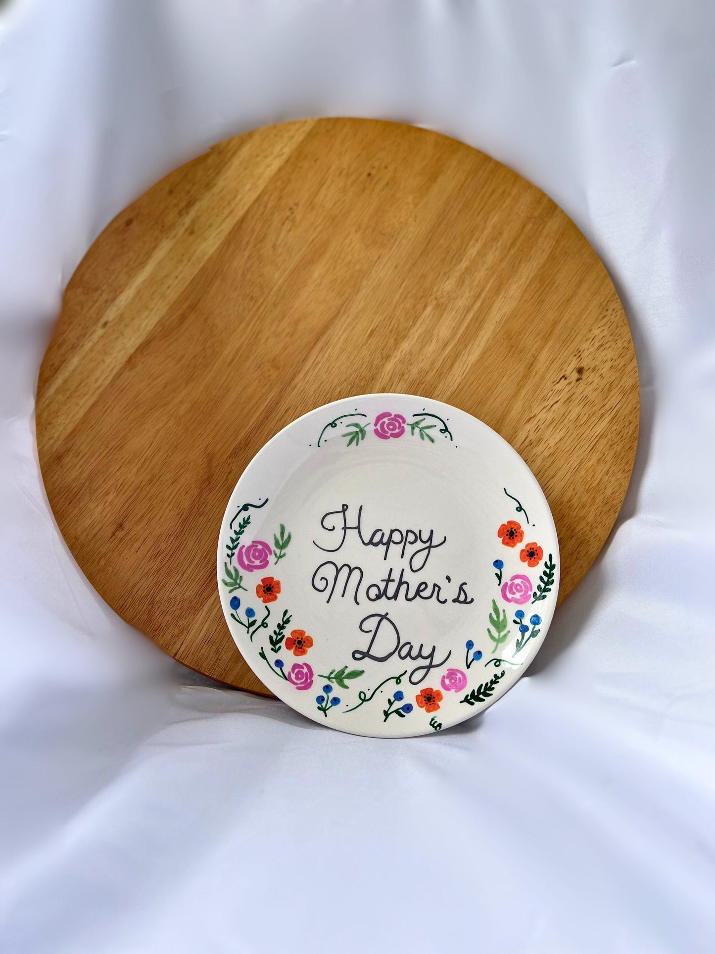 Happy Mothers Day- Hand Painted Serving Plate - Wall Plates- Spring - Gift Basket-Gift for Mom