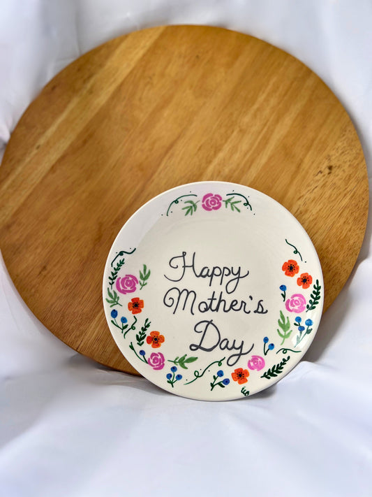 Happy Mothers Day- Hand Painted Serving Plate - Wall Plates- Spring - Gift Basket-Gift for Mom