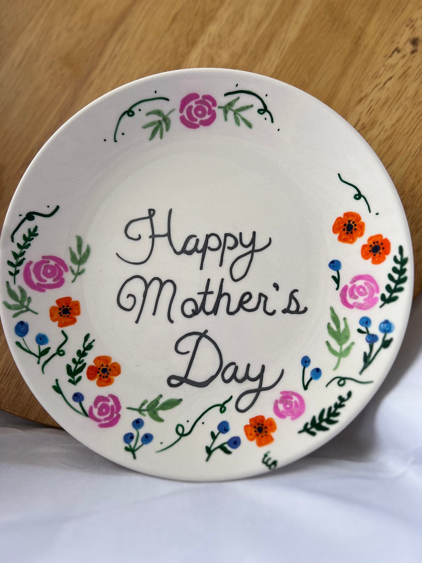 Happy Mothers Day- Hand Painted Serving Plate - Wall Plates- Spring - Gift Basket-Gift for Mom