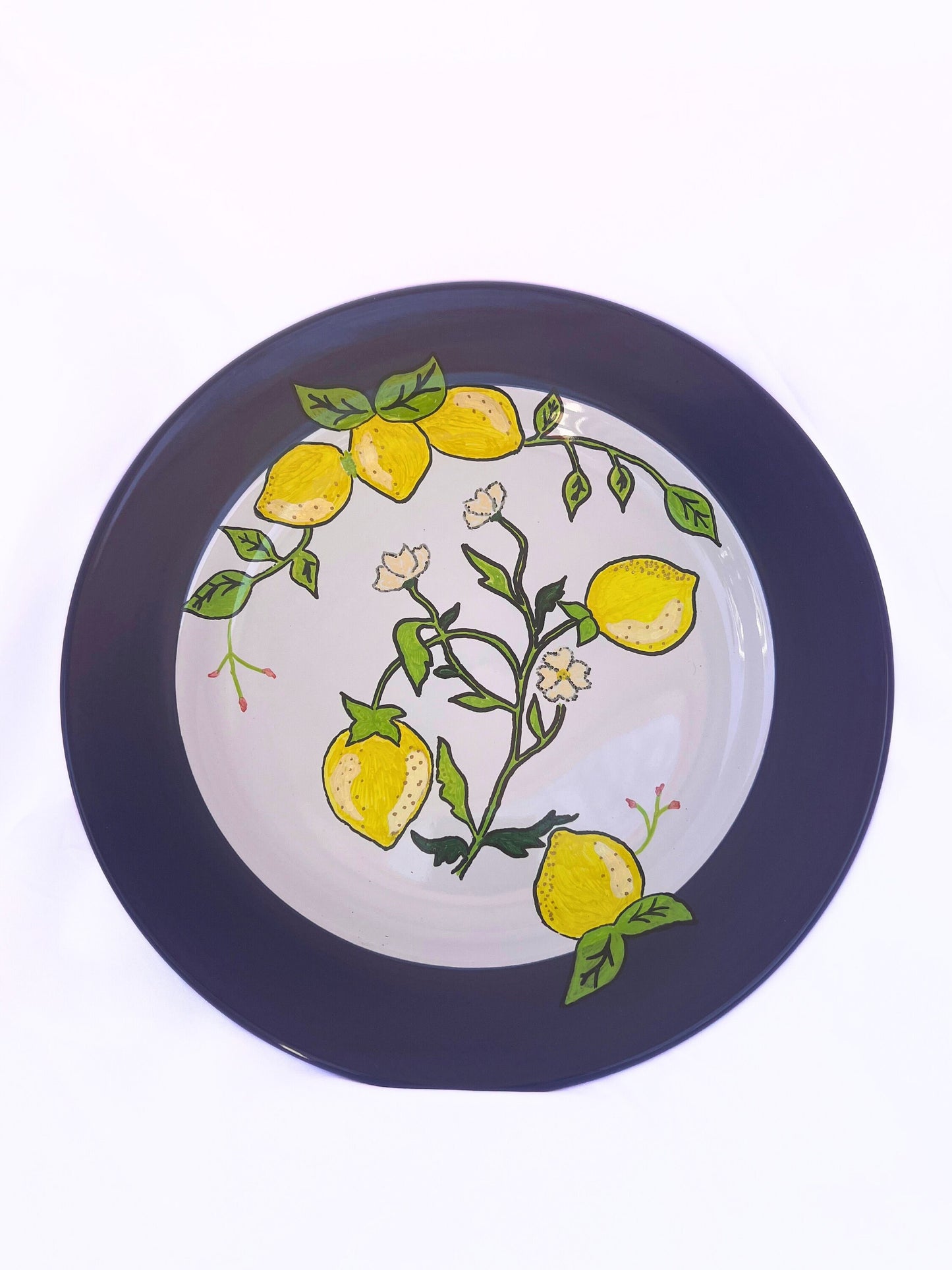 Hand Painted- When Life Gives You Lemons-Serving Plate with Lemons- Wall Plates - Host Gift - Gift for Her - Hanging Plates- Custom Plate