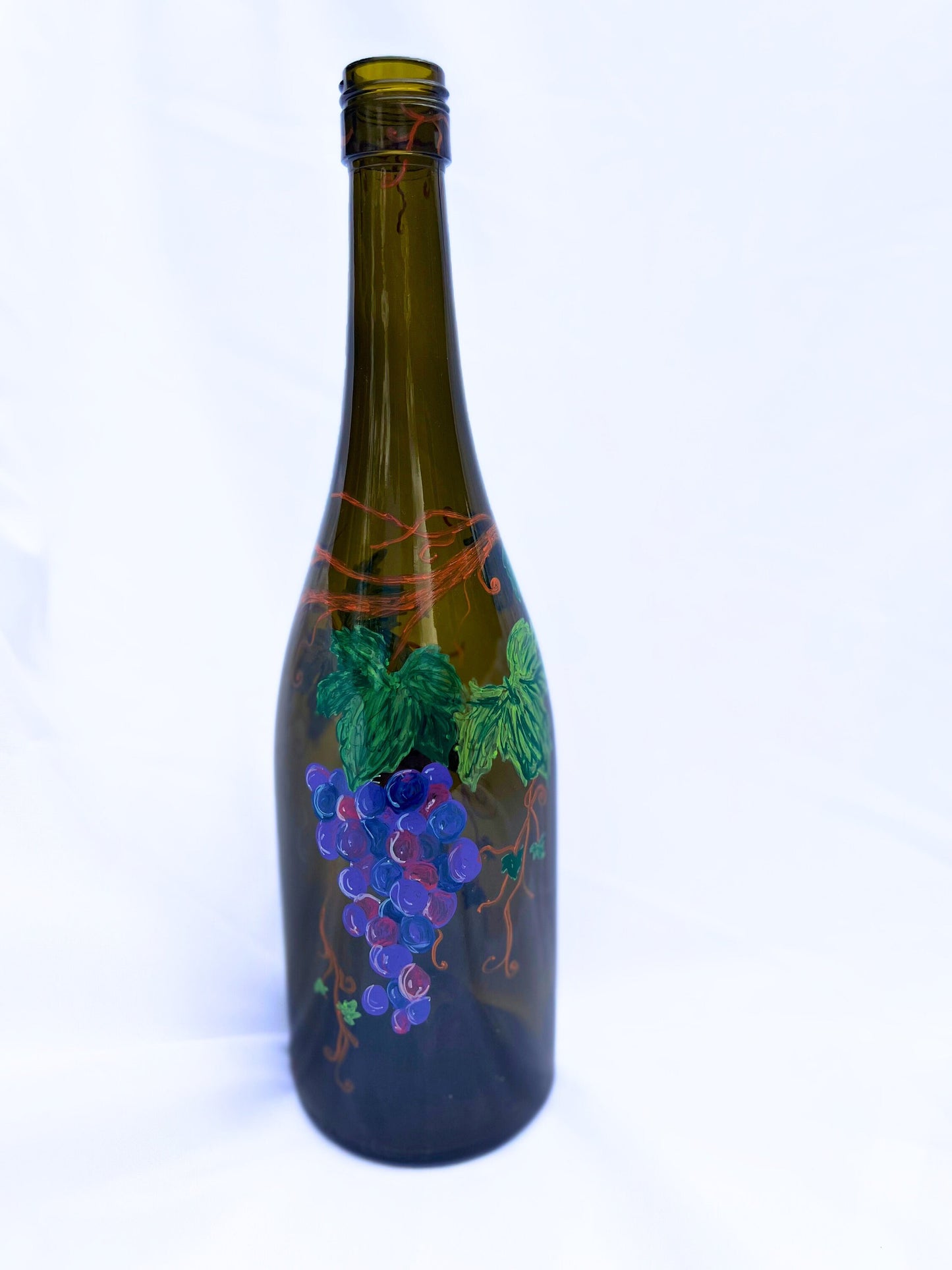 Hand painted-Custom wine bottle-Purple Grapes-Grape Vine Decor-Gift for her-Wine Lover Gifts-home-European Style Gifts-Wine Enthusiast