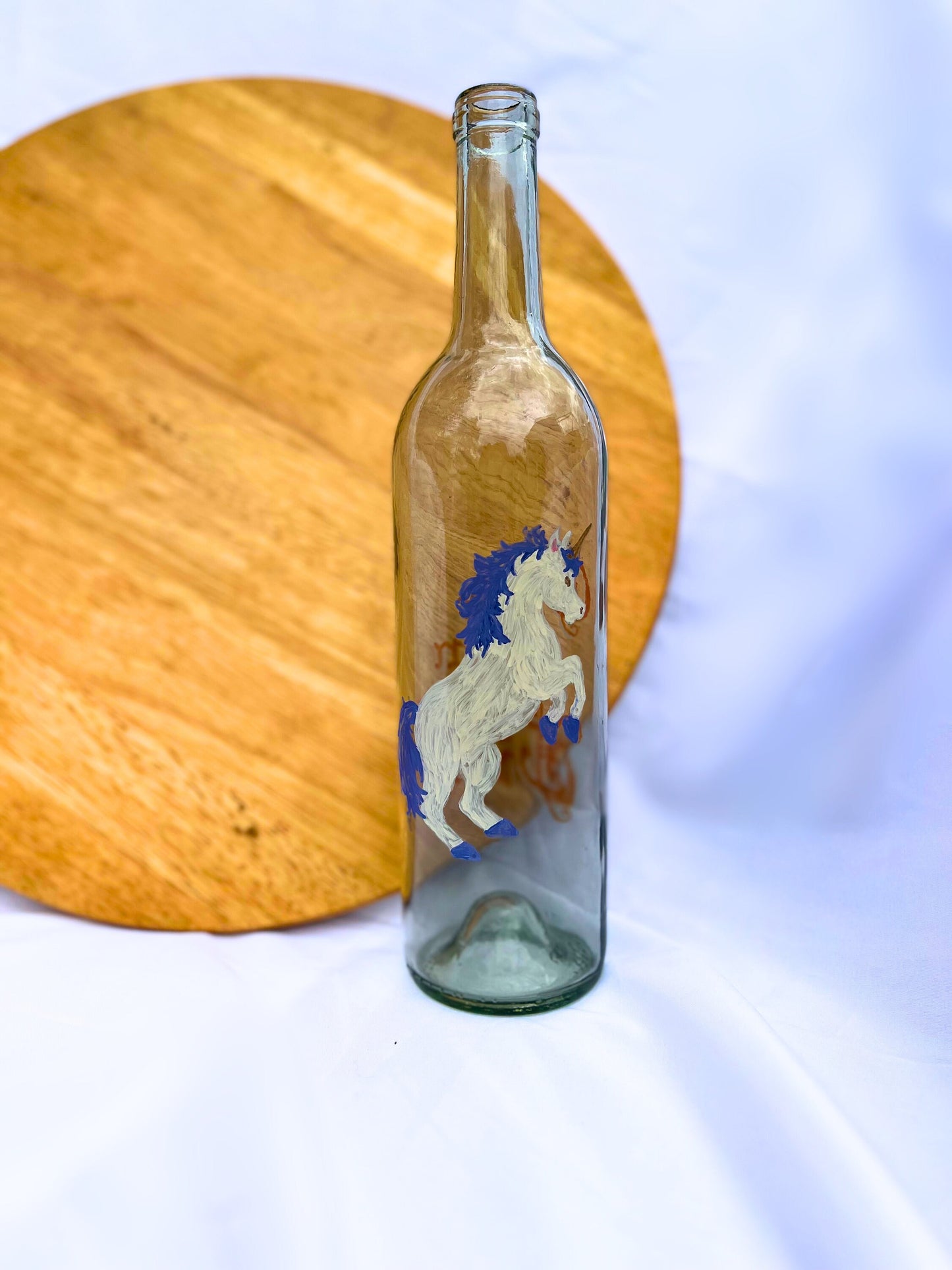 Hand painted Wine bottle-Unicorn Art-Custom Gift for her-Gift for Daughter-Fairy Tale Gift-Fantasy Art-One Upon a Time-Bottle Vases Decor