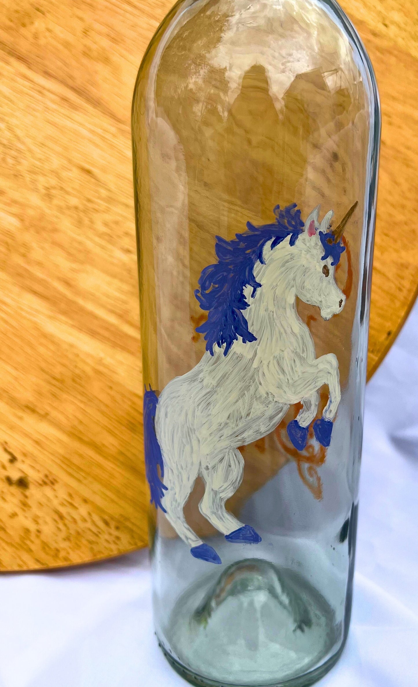 Hand painted Wine bottle-Unicorn Art-Custom Gift for her-Gift for Daughter-Fairy Tale Gift-Fantasy Art-One Upon a Time-Bottle Vases Decor