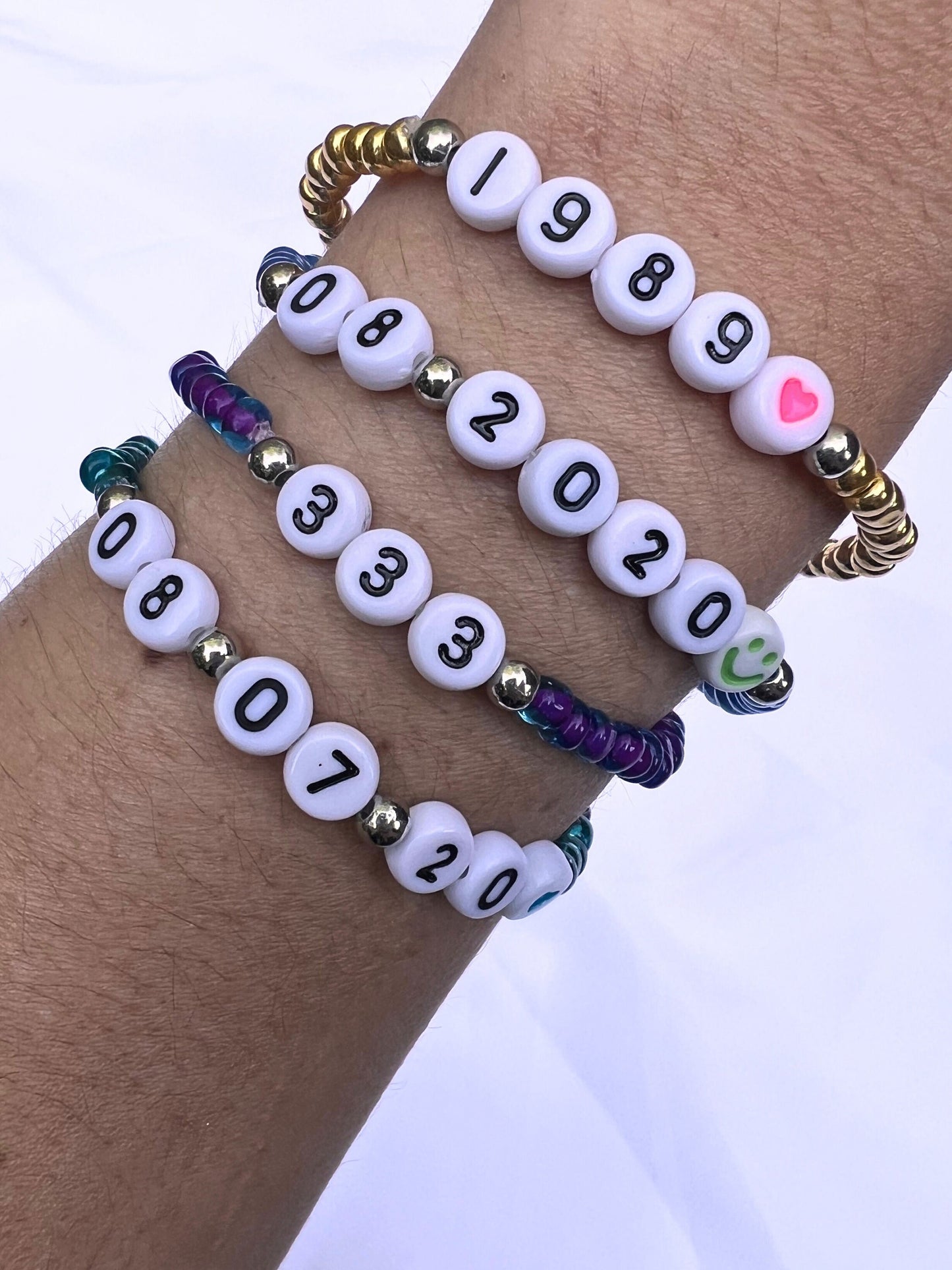 Personalized Date-Beaded Bracelets-Anniversary Gift-Birthday Gift-Graduation Gift-Friendship Bracelets-Handmade-Gift For Her-Gift for Him