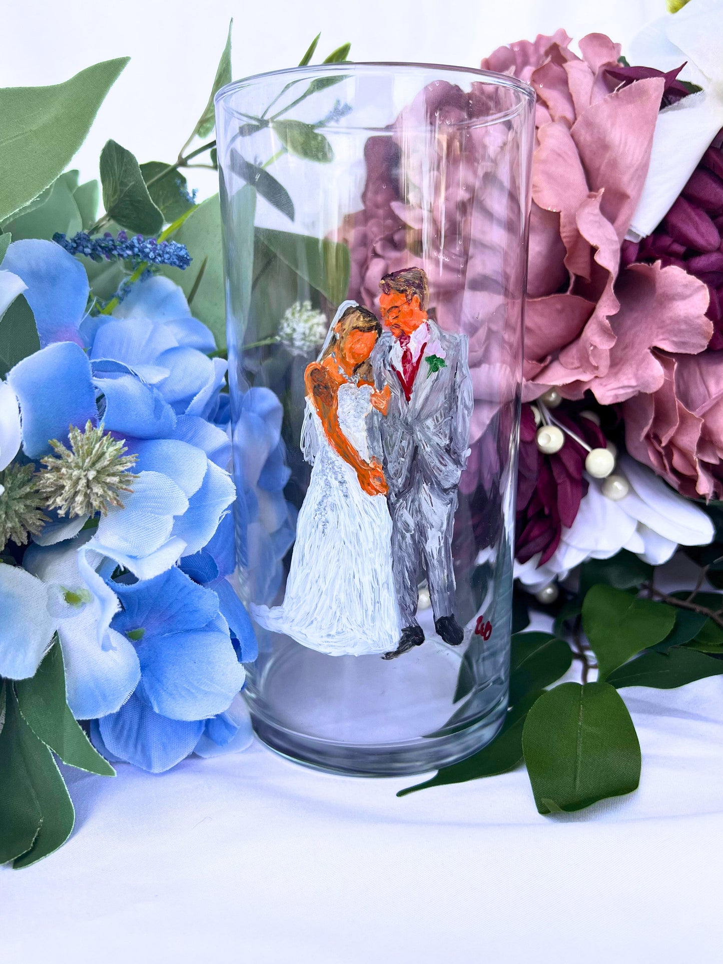 Custom Anniversary Gift-Hand Painted Vase-Wedding Photo Gift-Wedding Vows-Wedding Keepsakes-Precious Wedding Gifts-Gift for Bride-Groom Gift