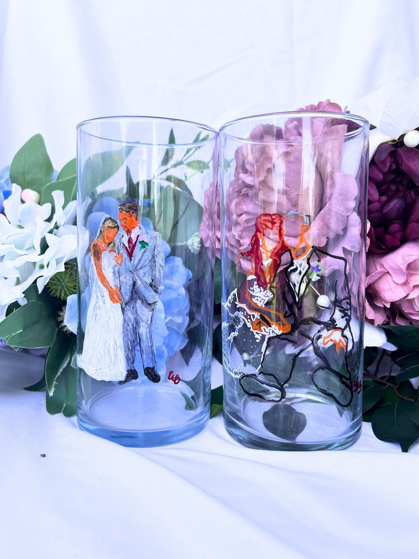 Custom Anniversary Gift-Hand Painted Vase-Wedding Photo Gift-Wedding Vows-Wedding Keepsakes-Precious Wedding Gifts-Gift for Bride-Groom Gift